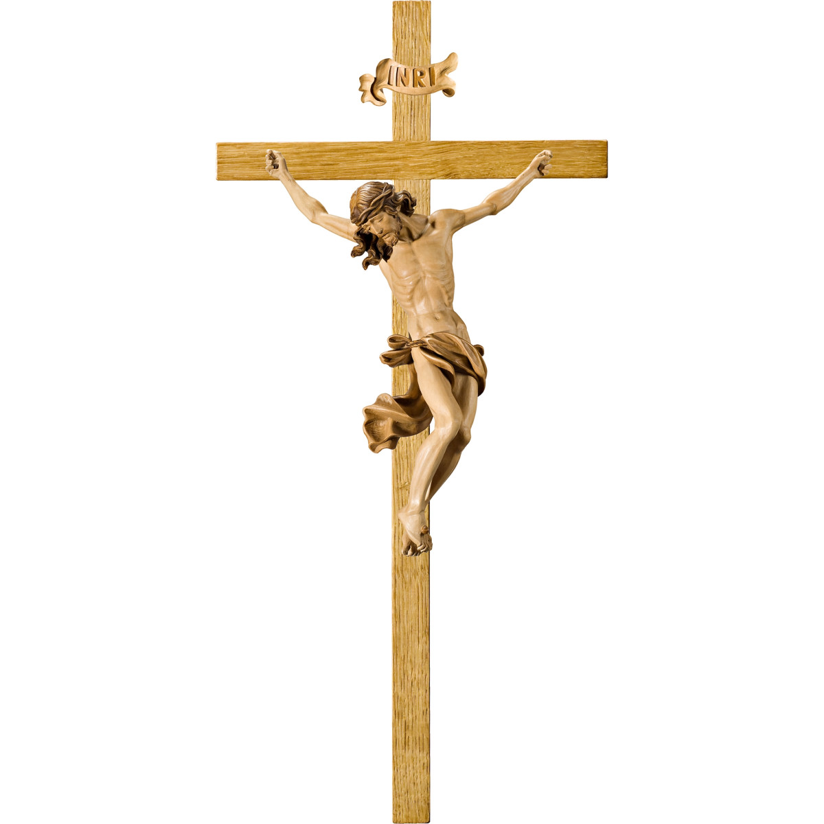 Cristo Barroco en cruz de roble